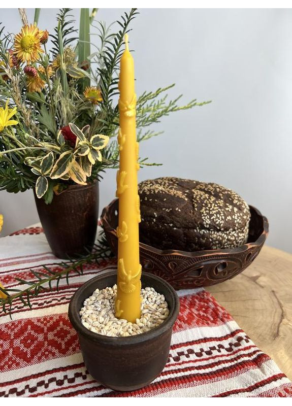 Медова столова свічка з голубами ручної роботи Hand Made (368828611)