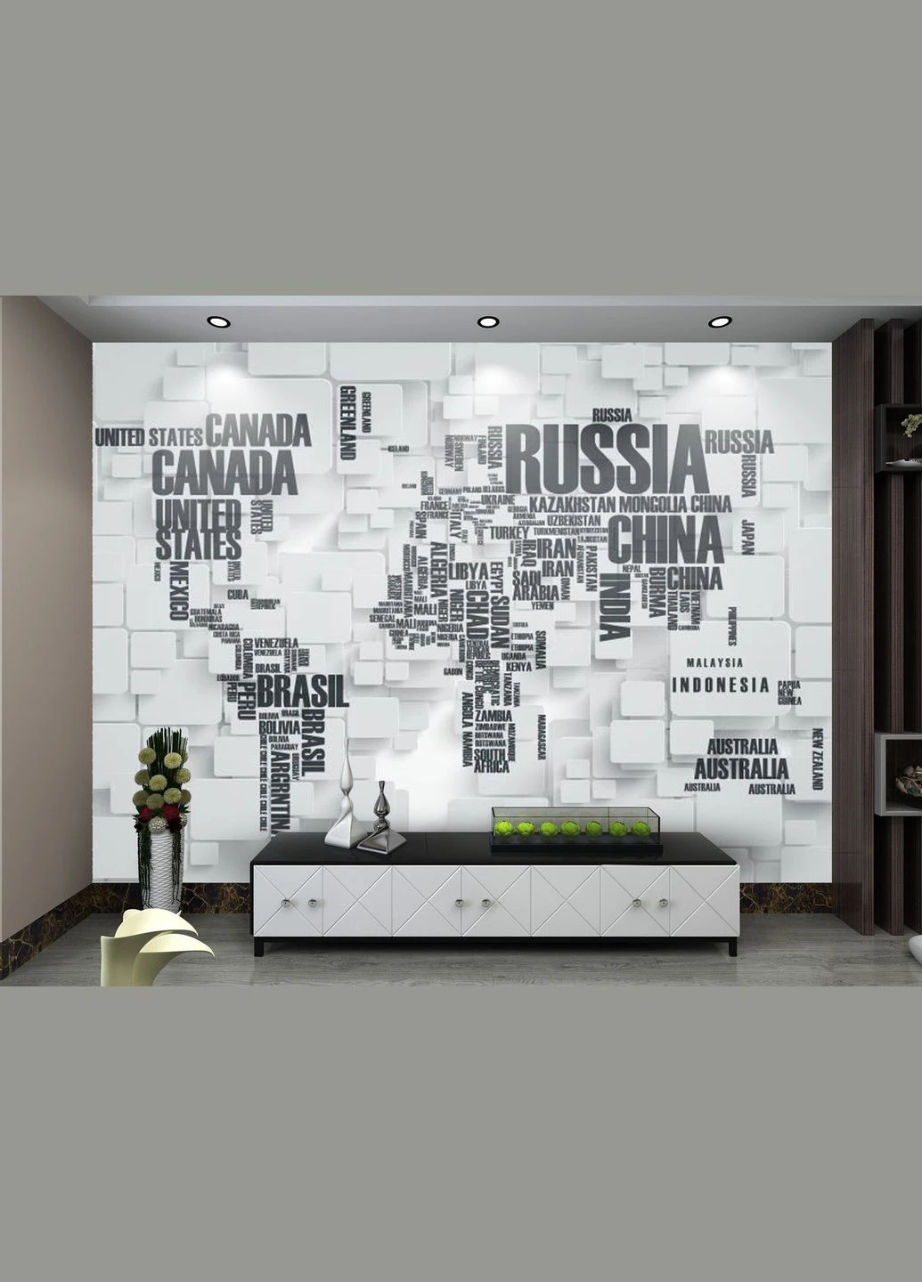3D фотошпалери "Карта світу, країни" No Brand (316309814)
