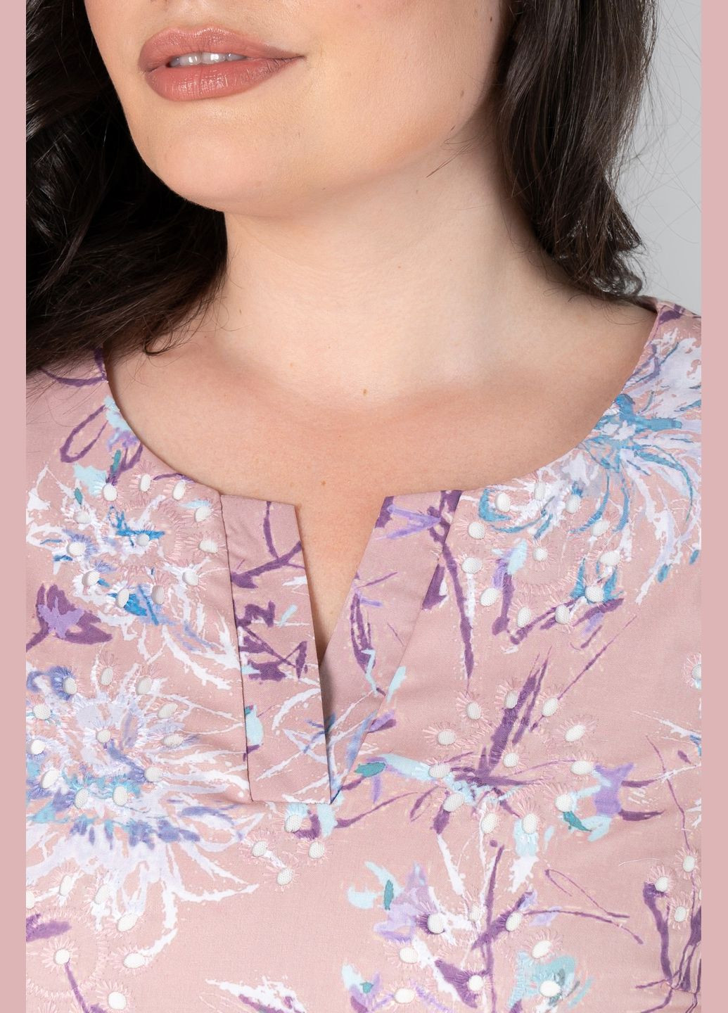 Персикова повсякденний сукня прямого силуету з прошви рукав декорований фігурним манжетом all posa (ap101987p) A'll Posa