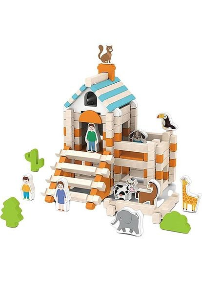 Деревянный конструктор Ферма с фигурками 107 деталей + 15 фигур No Brand (358936354)