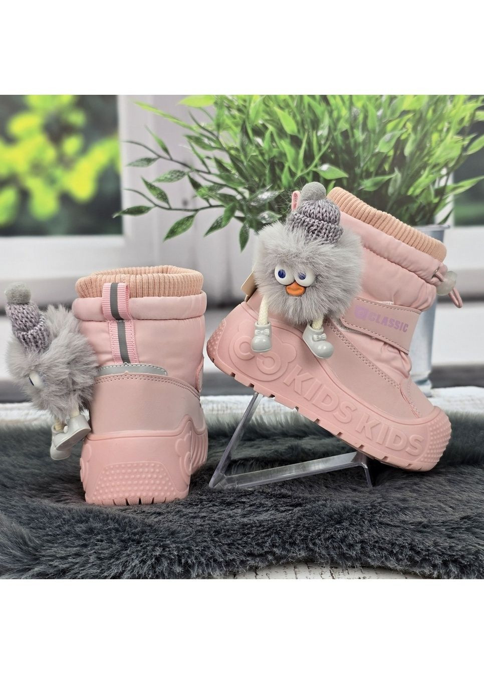 Чоботи дутики дитячі для дівчинки зимові на овчині Fashion (369377426)