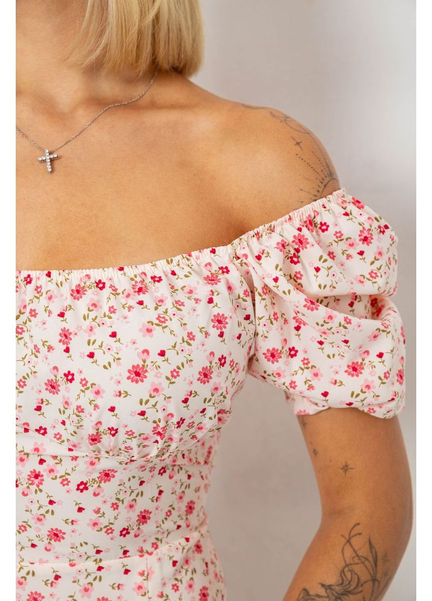 Розовое деловое платье софт с принтом, 230r010 Ager