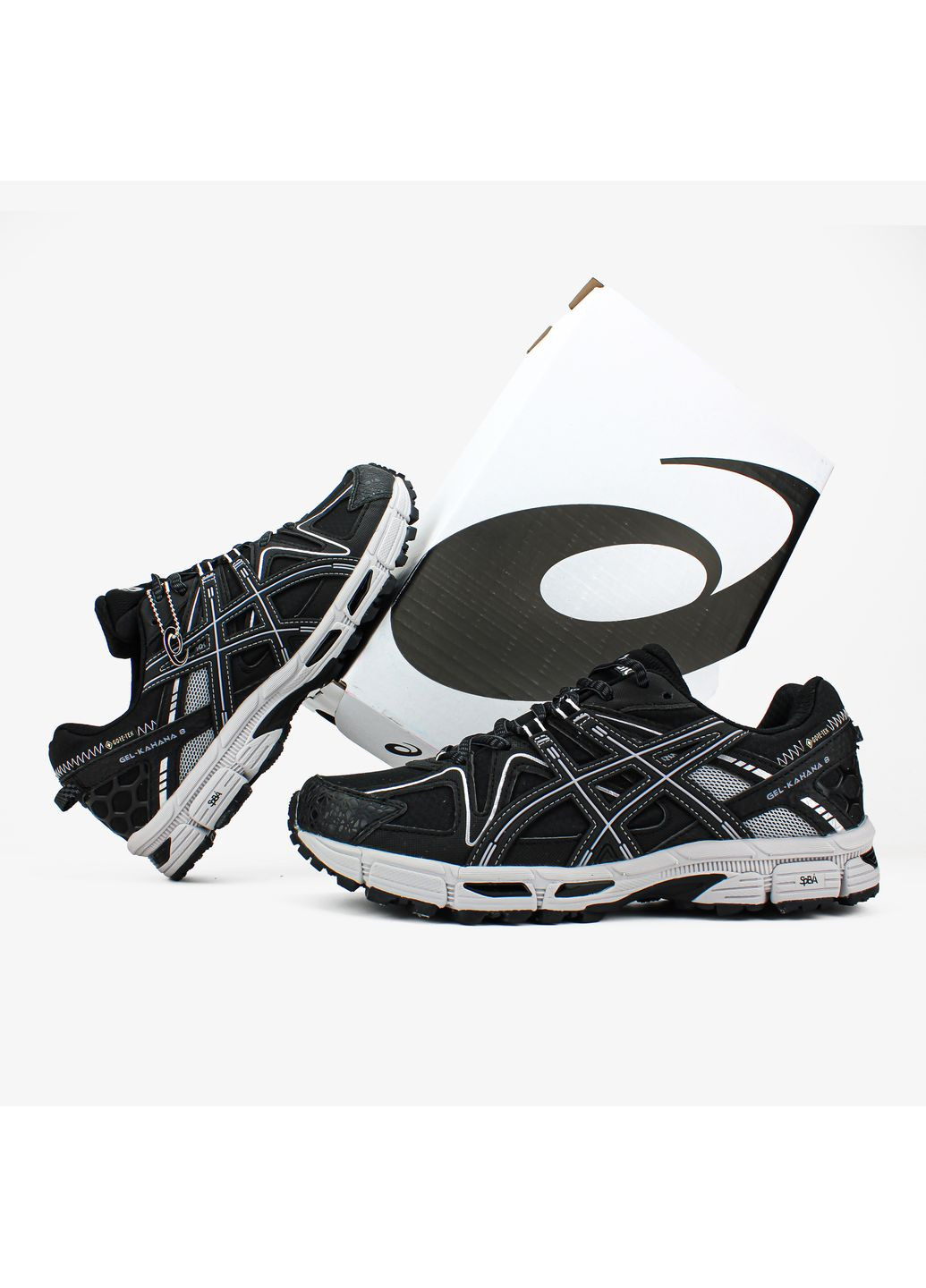 Черные всесезонные кроссовки мужские и женские asics gel-kahana 8 black white gore-tex | асикс гель-кахана 8 черные No Brand