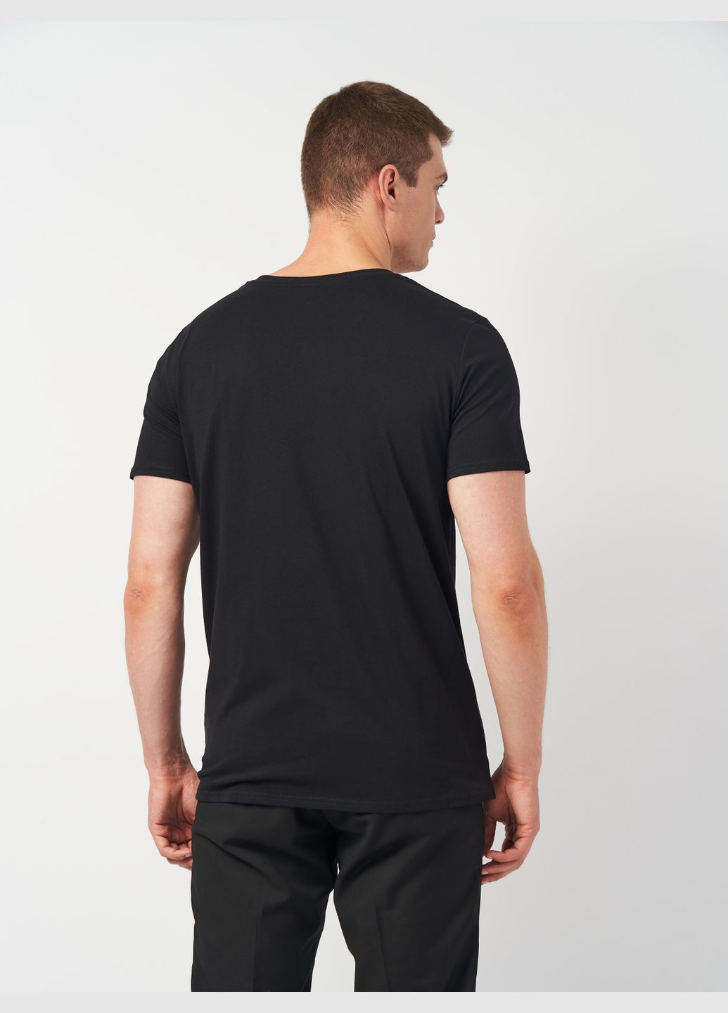 Черная футболка мужская с v-образным вырезом с коротким рукавом Роза