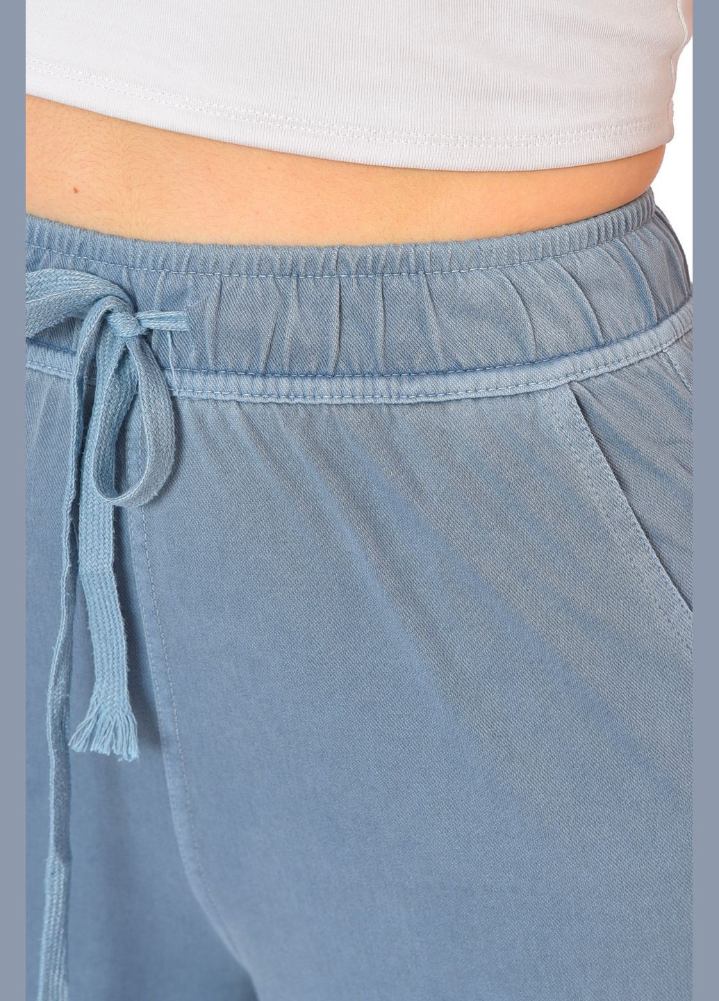 Штаны женские однотонные голубого цвета Let's Shop (322765396)