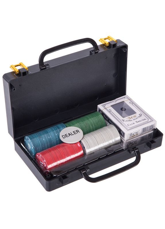 Набор для покера в пластиковом кейсе SP-100S-2E (100 фишек, с номиналом, 2 кол.карт, 5куб) (100S-2E) SP-Sport (361440103)