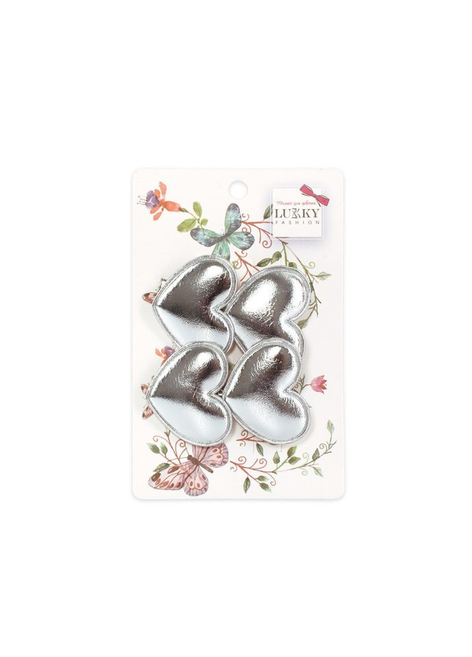 Зажим детский для волос "Сердечко" T18547(серебряный) Lukky (322829014)