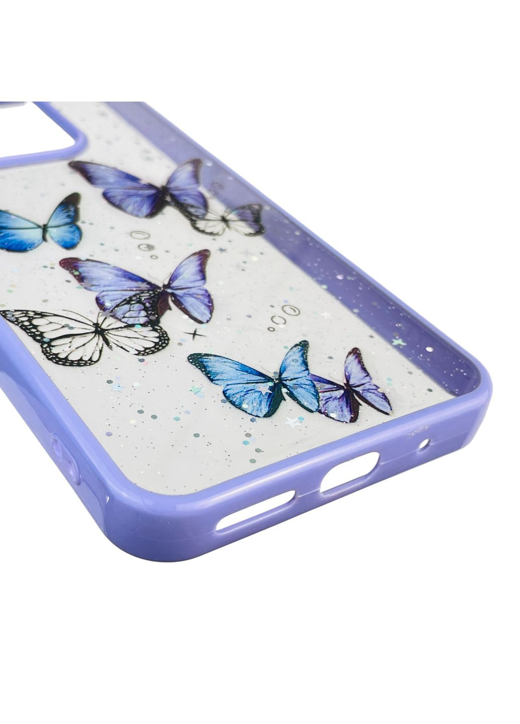 Чохол для Redmi 13 з блискітками з метеликами на сяомі редмі 13 бузковий Xiaomi (366388642)