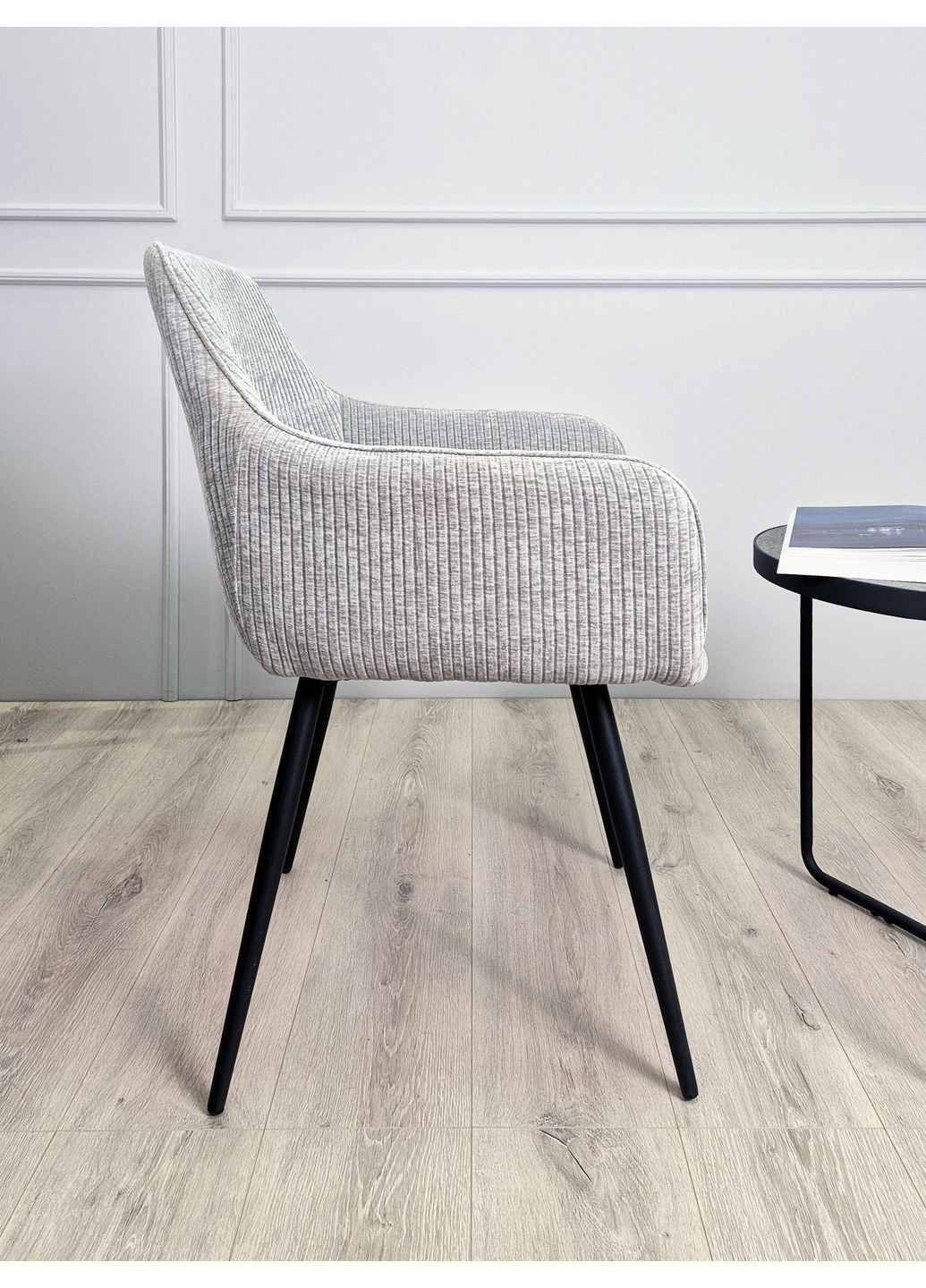 Стілець Oliver Чорний каркас / Сіра тканина вельвет Intarsio (372178952)