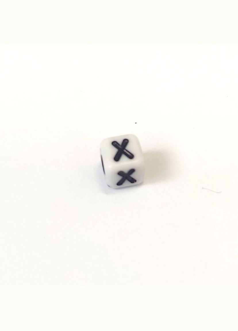 Пластикова намистина Літера англійського алфавіту Білий чорний 5 мм x 5 мм X Finding (316248368)