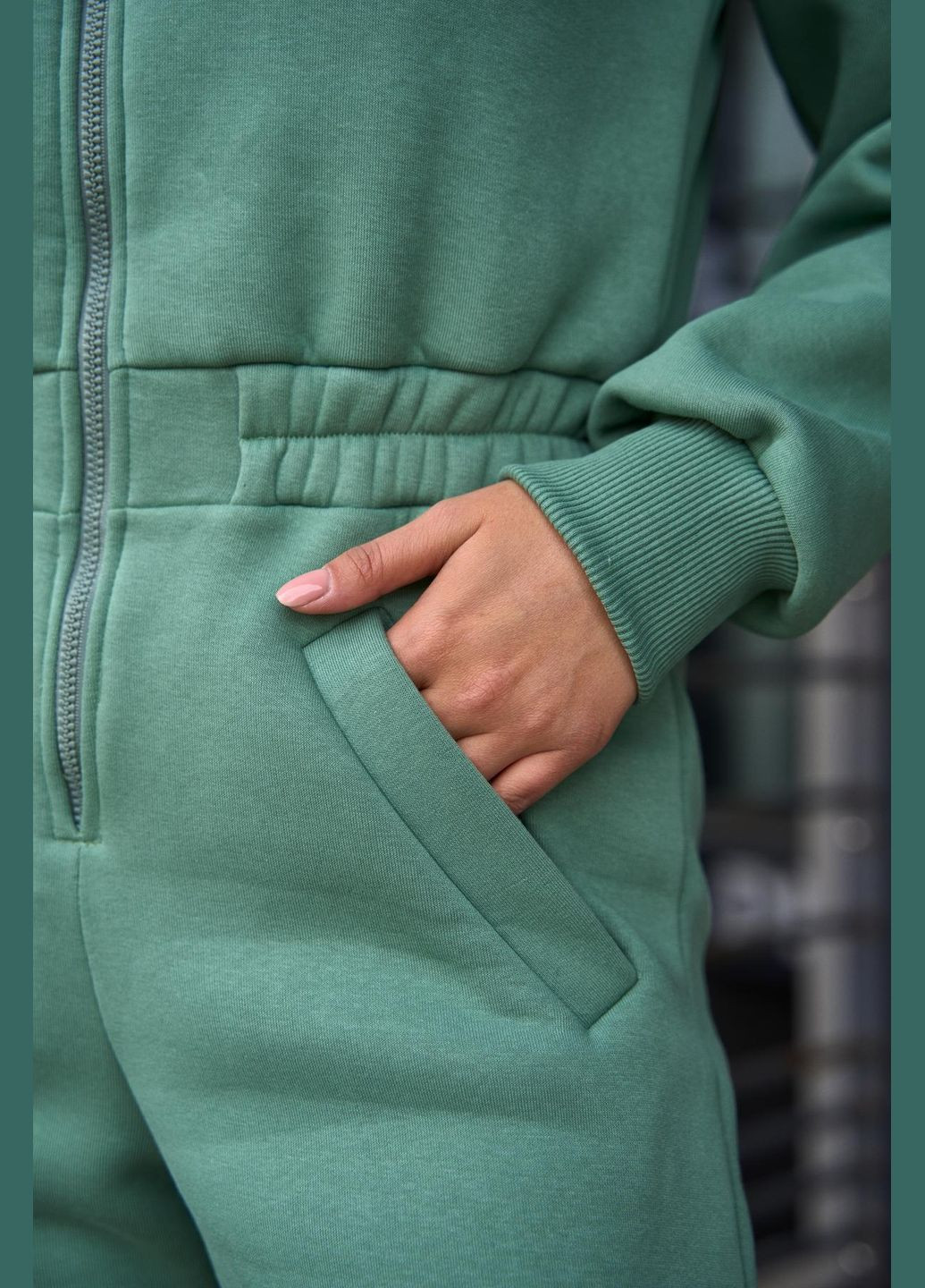 Стильний молодіжний комбінезон з вушками No Brand комбінезон-брюки оливковий спортивний, повсякденний, кежуал фліс, тринитка