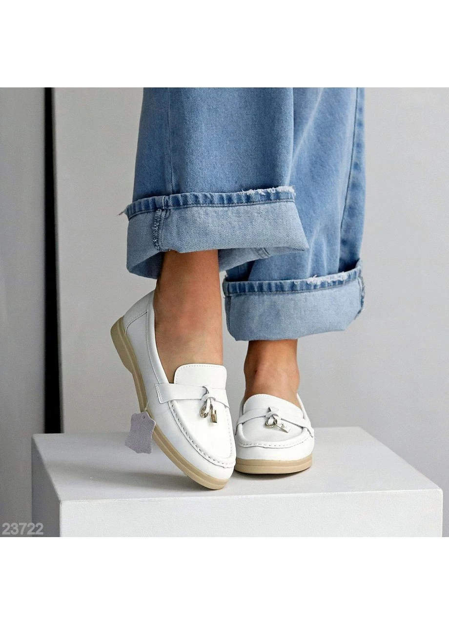 Белые белые мокасины No Brand