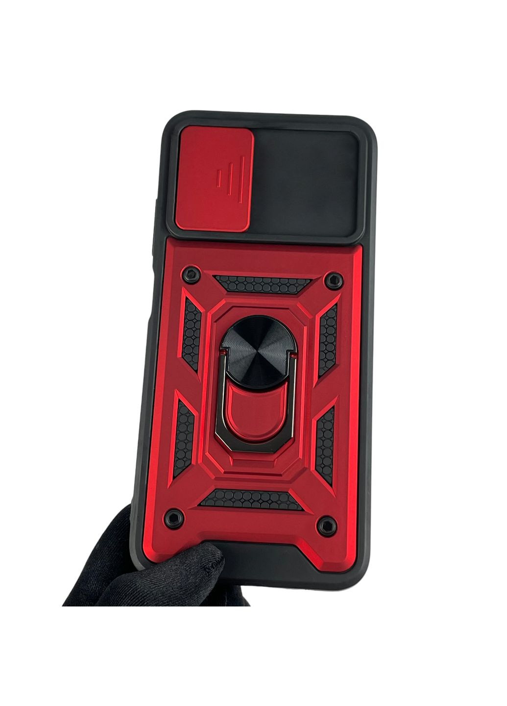 Чохол для Galaxy A03s (SM-A037F) броньований з кільцем зі шторкою на самсунг а03с червоний rg1 Samsung (366019871)