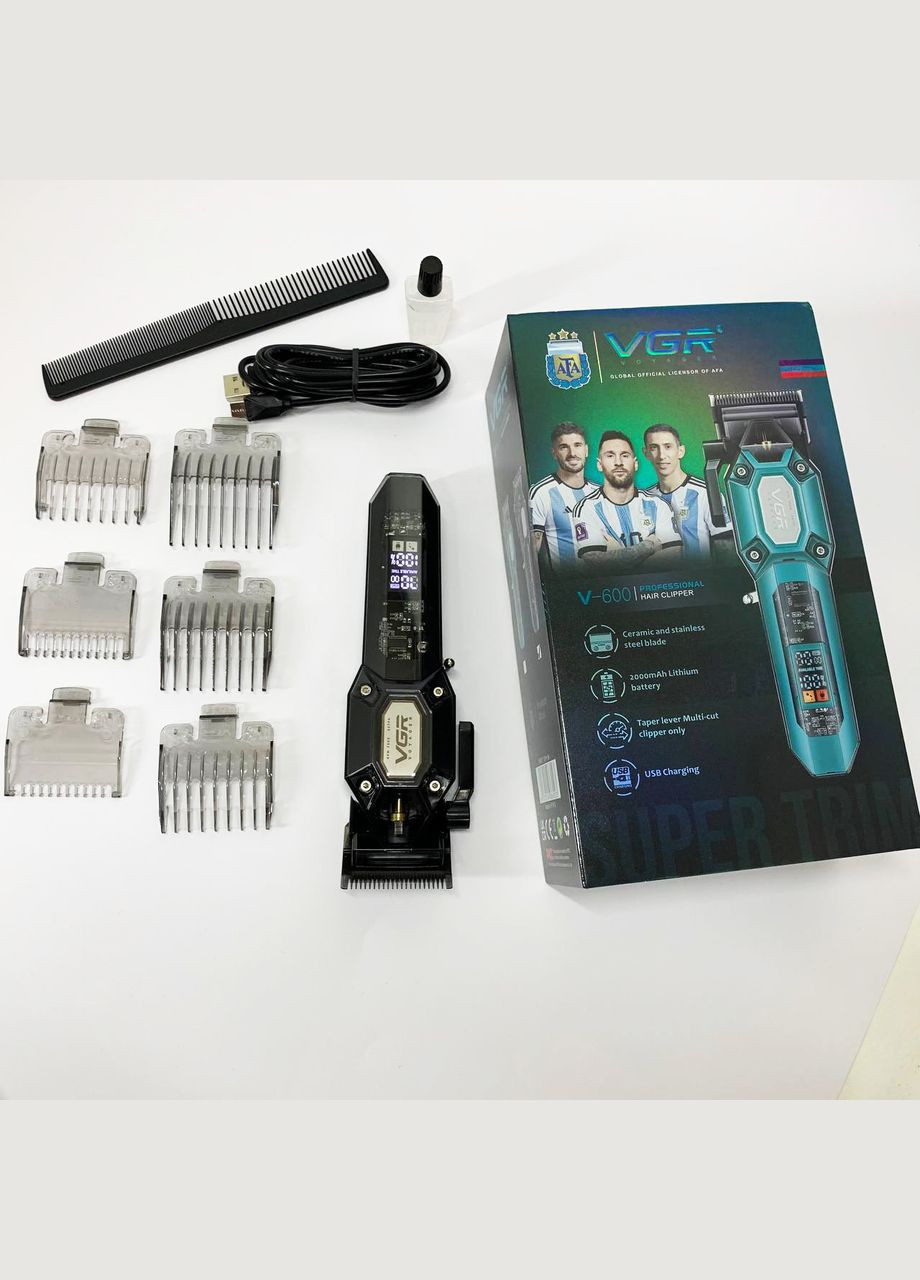 Аккумуляторная машинка для стрижки V-600. Цвет: черный VGR (364664425)