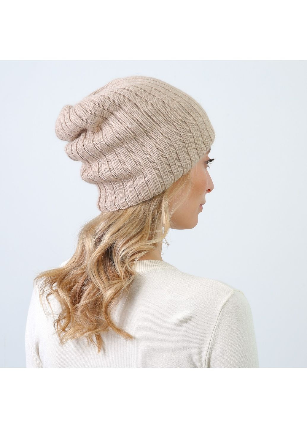 Шапка колпак женская шерсть бежевая LIORA LuckyLOOK 857-612 (352690878)