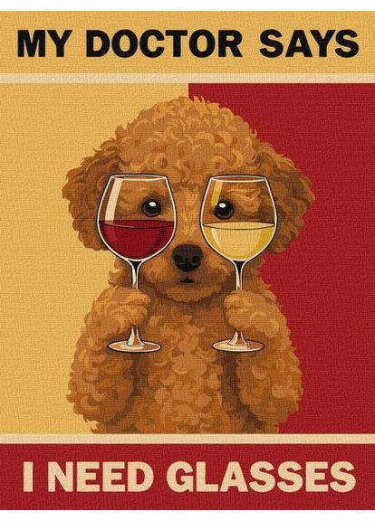 Картина по номерам – Постер. Пудель и очки ©art_selena_ru 30х40 см IDEYKA (362219853)