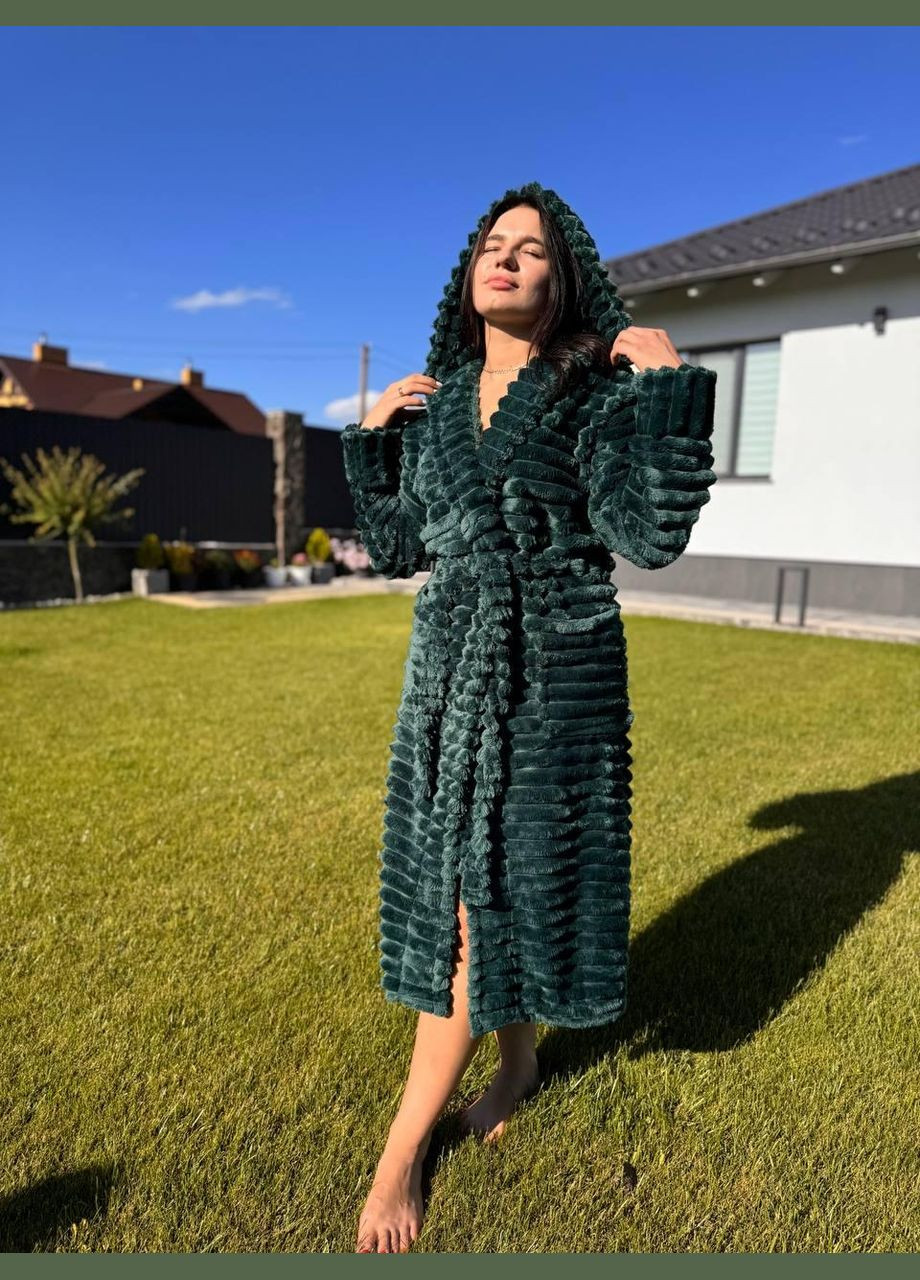 Халат махровий жіночий з капюшоном Зелений (П4К-Al-sharpey-halat-004-02) No Brand (308864464)