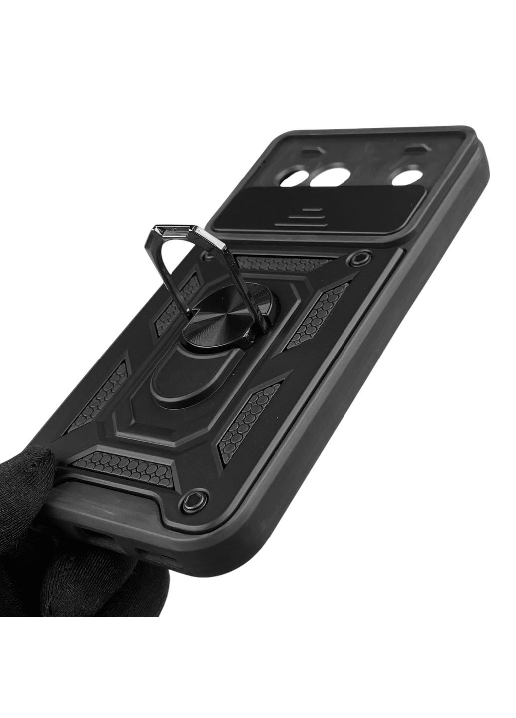 Чохол для Pixel 8A броньований з кільцем-тримачем зі шторкою на гугл піксель 8а чорний rg1 Google (366019106)