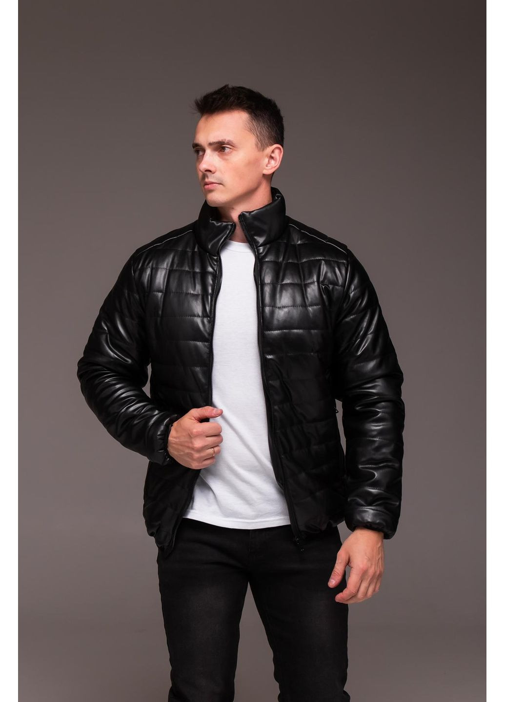 Чорна демісезонна куртка чоловіча утеплена No Brand