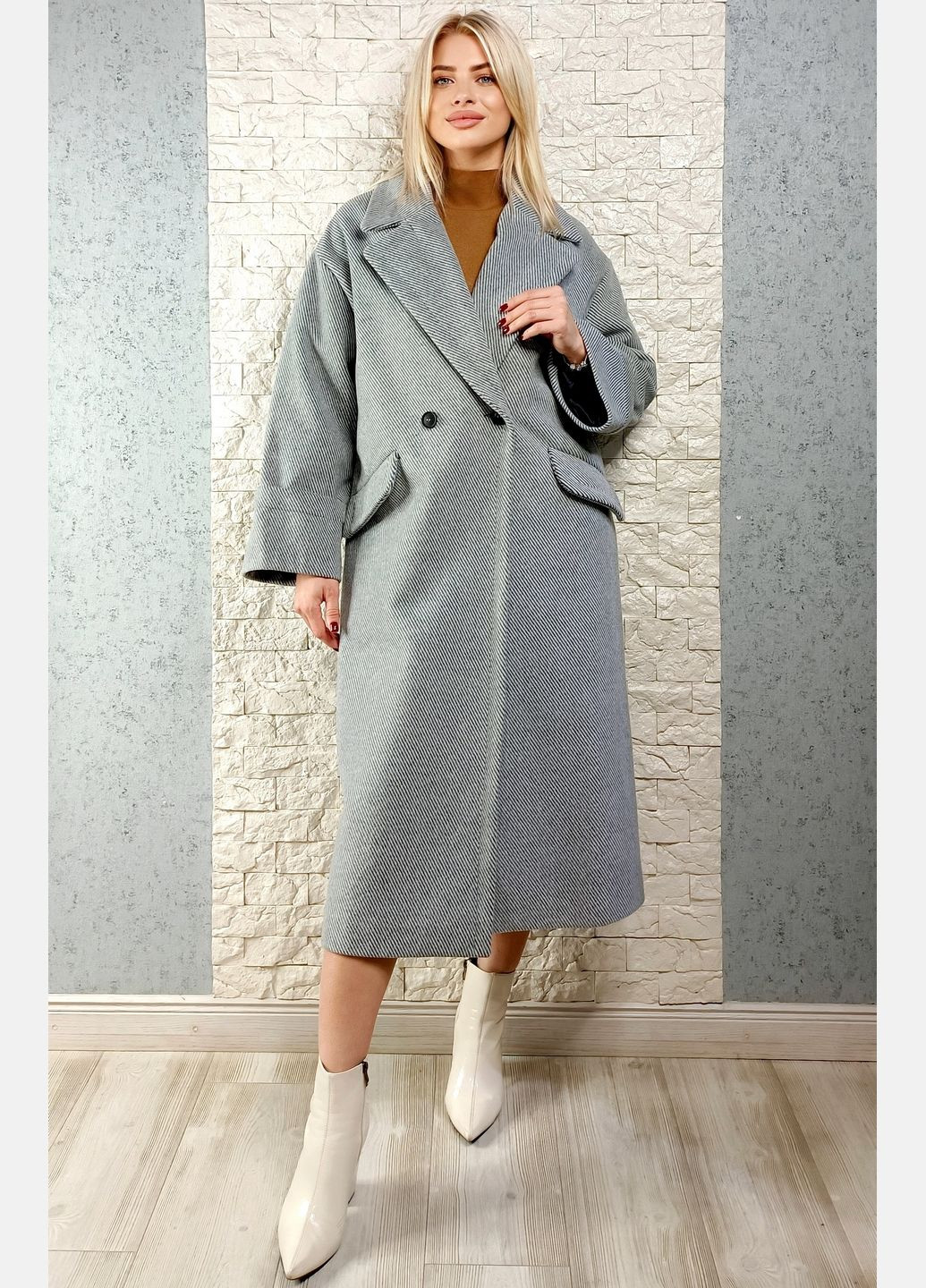 Сіре демісезонне Пальто демісезоне двобортне Hot Fashion