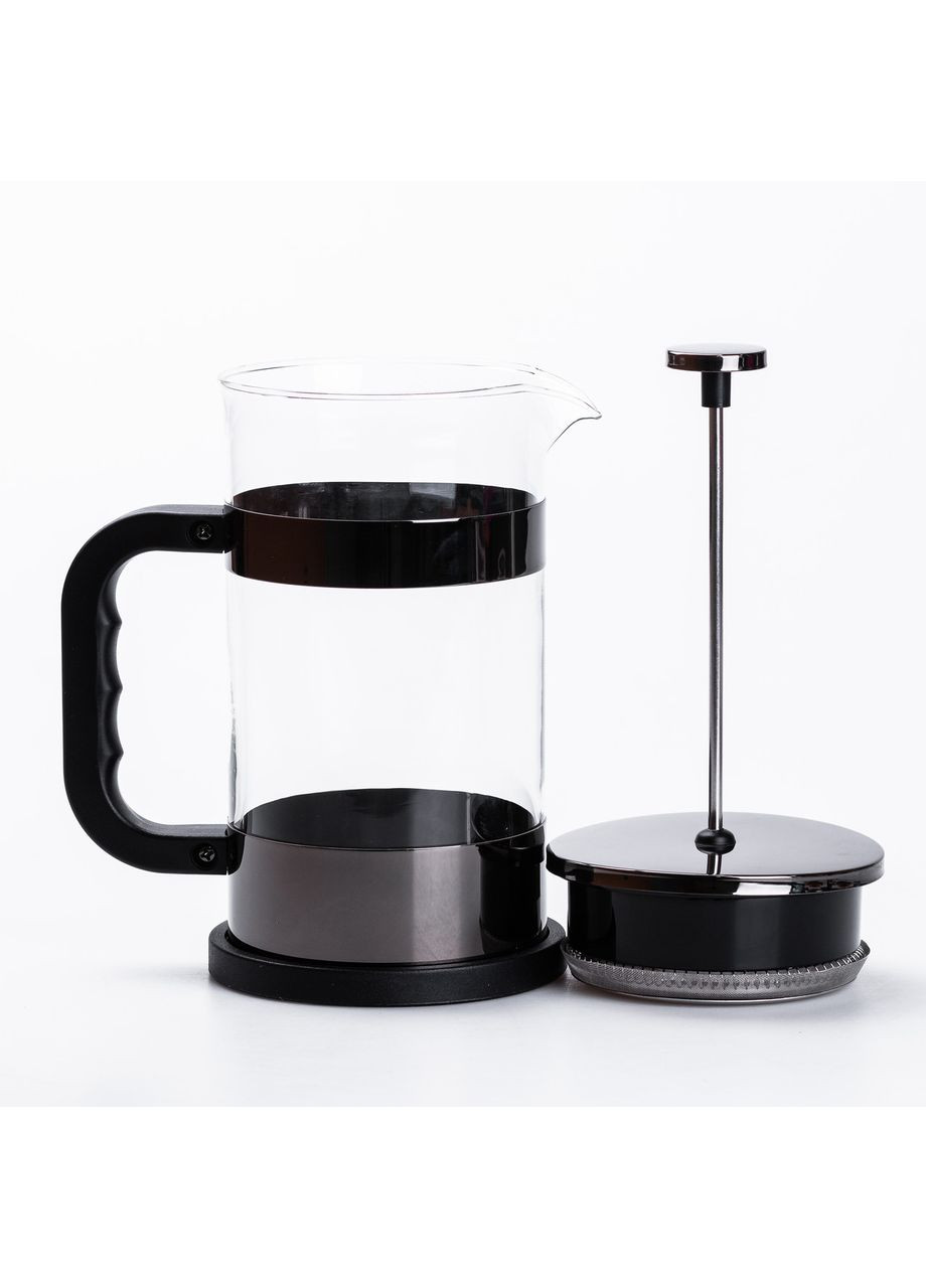 Френч-пресс чайник стеклянный Haus Roland 1 литр с фильтром Черный TS Kitchen (360455416)