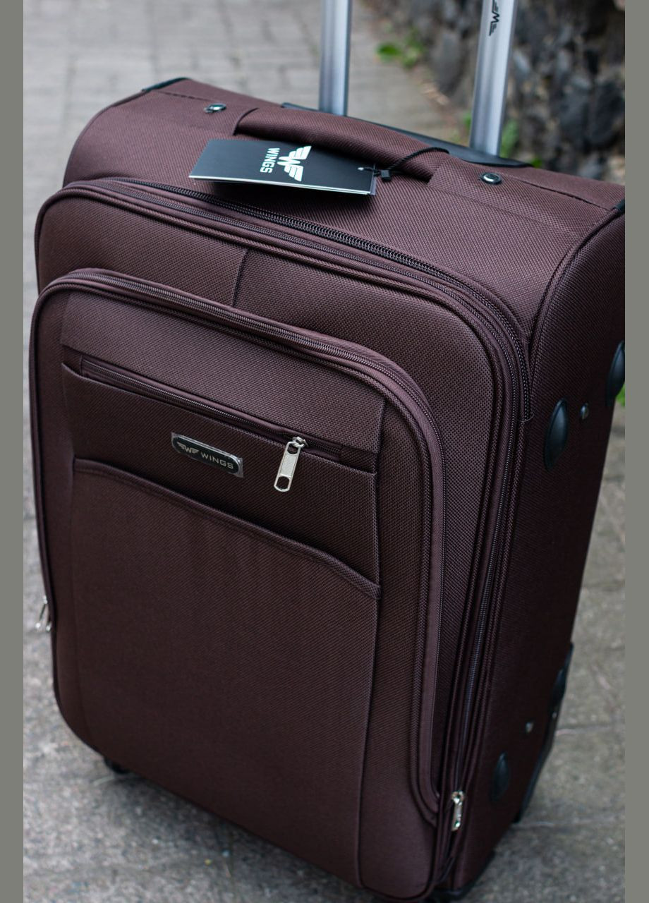 Чемодан тканевый 2501 размер L большой на 4 колесах, цвет черный Wings 2501/4 (338182683)