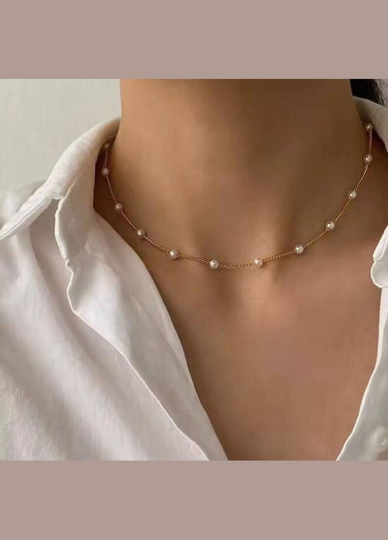 Підвіска з перлами, ланцюжок з перлинками, кулон, ланцюжок, чокер, кольє з перлинами Fashion Jewelry (337718831)