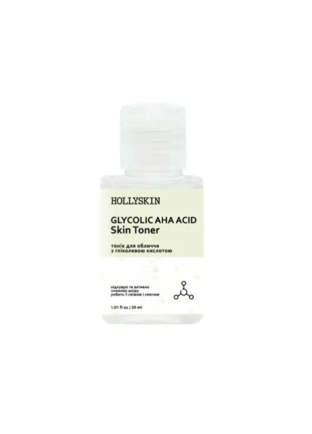 Тонік для обличчя Glycolic AHA Acid Skin Toner (travel size) 30 ml Hollyskin (267580080)
