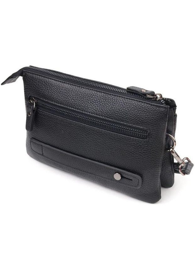 Сумка клатч на руку мужская из натуральной кожи маленькая Черный 36861 Canpellini (353690134)