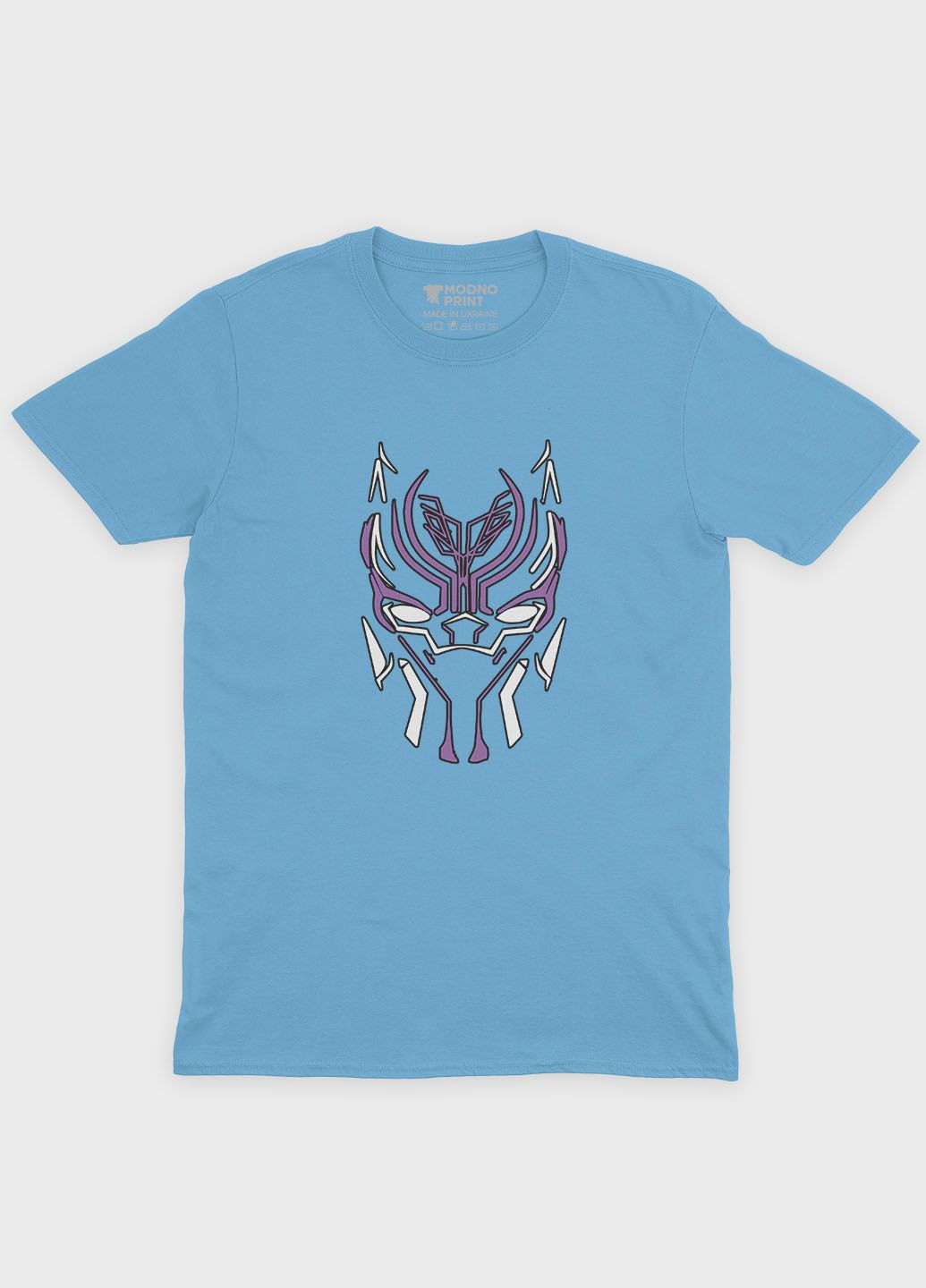 Блакитна демісезонна футболка для дівчинки з принтом супергероя - чорна пантера (ts001-1-lbl-006-027-001-g) Modno