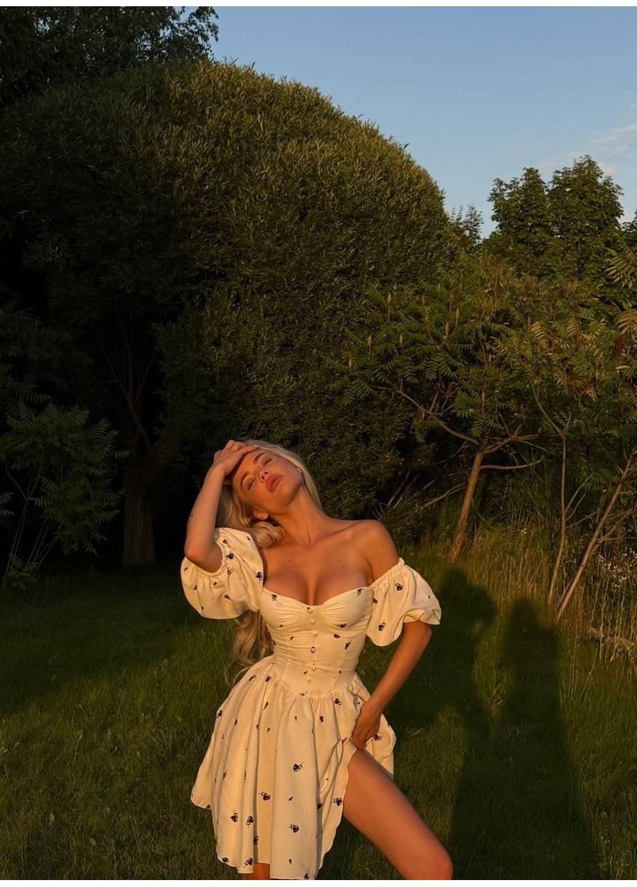 Комбинированное повседневный платье-мини с корсетным лифом Україна