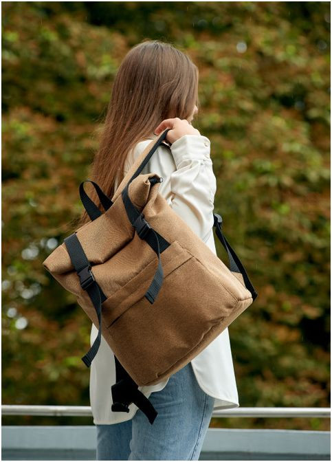 Жіночий рюкзак ролл RollTop LSH Коричневий тканевий Sambag (302519011)