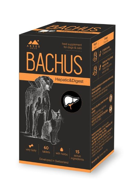 Вітаміни для собак та котів Bacchus Hepatic Digest для підтримки печінки та травної системи ЦІНА ЗА 1 ТАБЛ. Akses Swiss (272611494)
