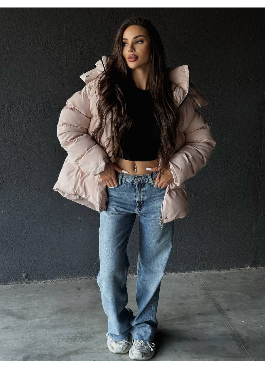 Бежевый демисезонный Пуховик Style Point