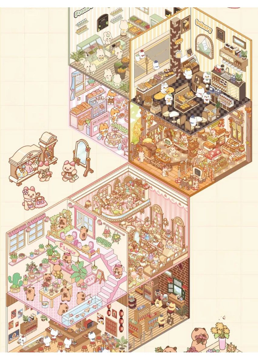 Блокнот 3D наклеек DIY "Создай свою комнату" Фиолетовый No Brand (361678751)