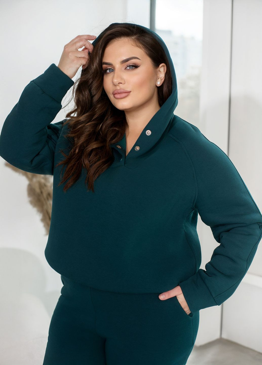 Спортивний костюм жіночий зимовий на флісі (худі + штани) No Brand (367959744)