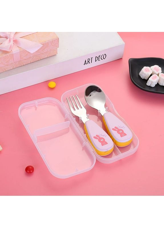 Дитячий набір столових приборів у футлярі Good, ложка та вилка з нержавіючої сталі, з 12 місяців, рожевий More (369156994)