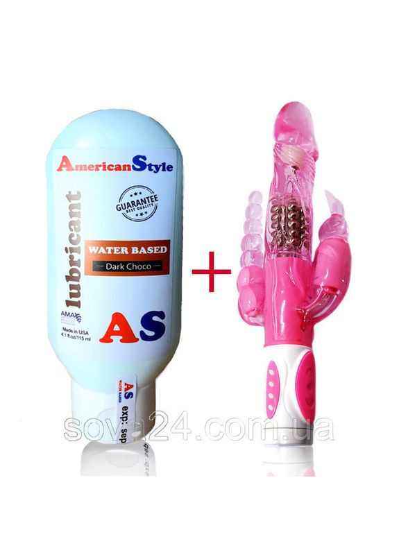 Вібратор Pretty Bunny для потрійної стимуляції+лубрикант Шоколад No Brand (340914875)