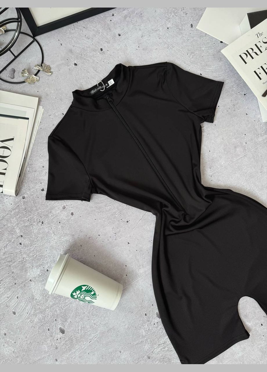 Комбинезон женский Україна комбинезон-шорты однотонный чёрный повседневный