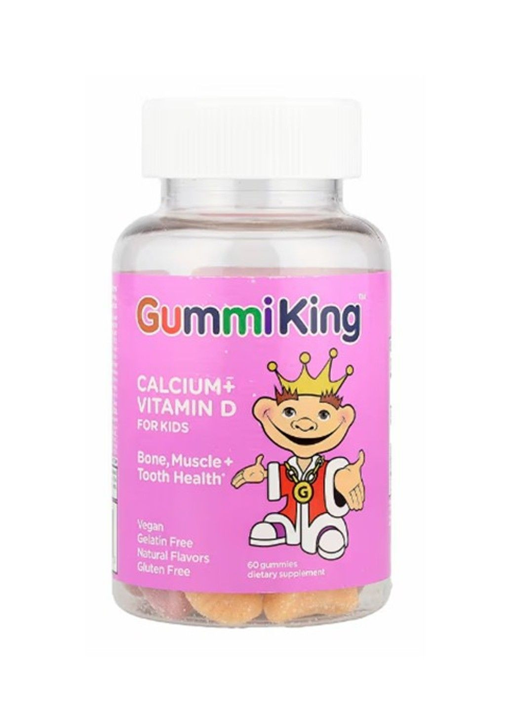 Calcium Vit D3 GummiKing, кальцій і вітамін D для дітей, 60 жувальних мармеладок Gummi King (369621599)