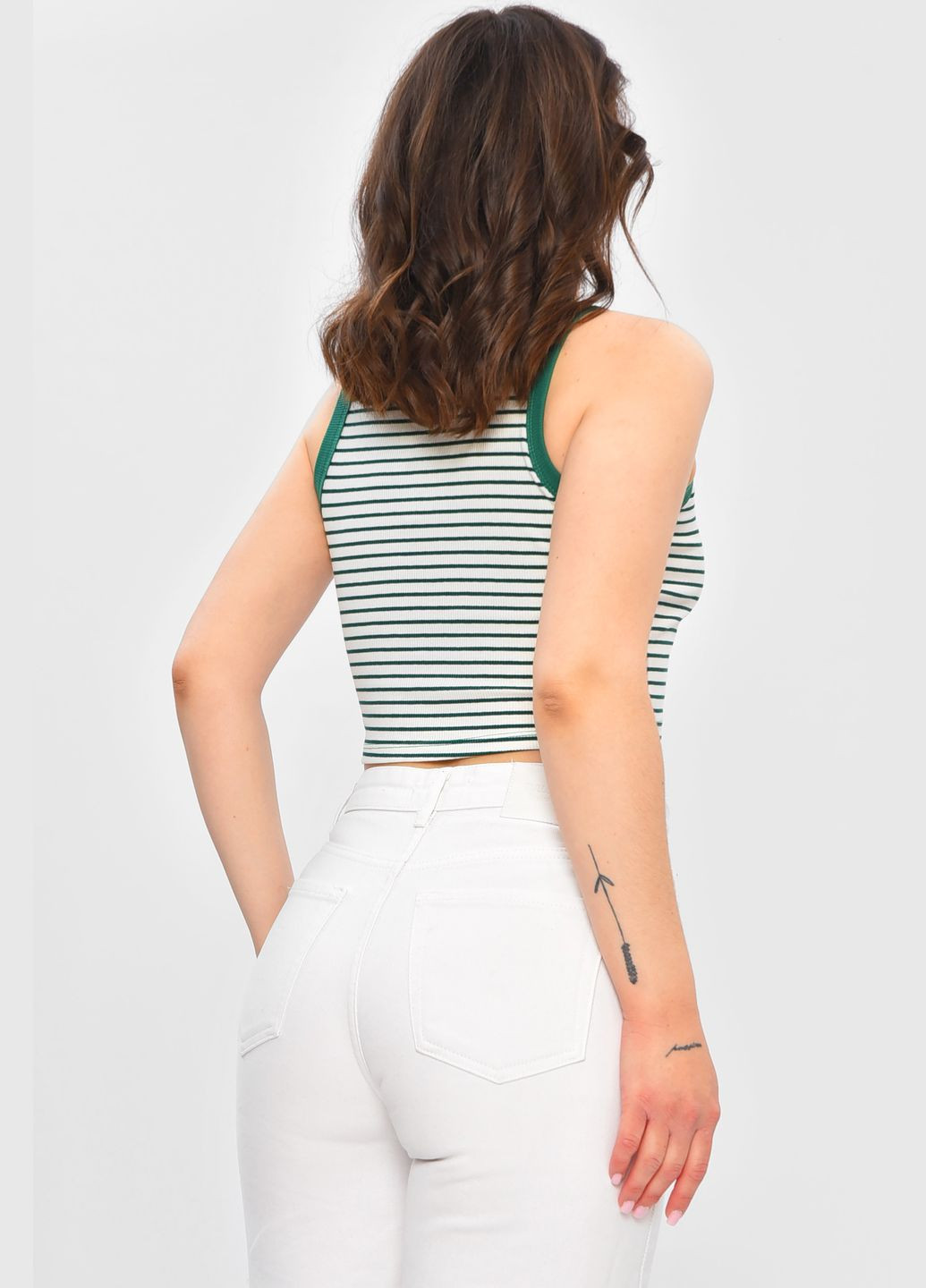 Майка жіноча в рубчик зеленого кольору у смужку Let's Shop - (332006103)
