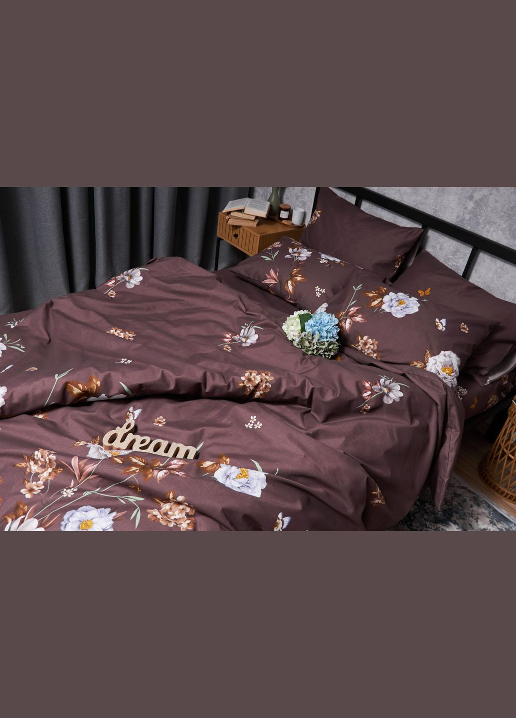 Комплект постельного белья Микросатин Premium «» евро 200х220 наволочки 2х70х70 (MS-820005017) Moon&Star floral mocha (293147851)