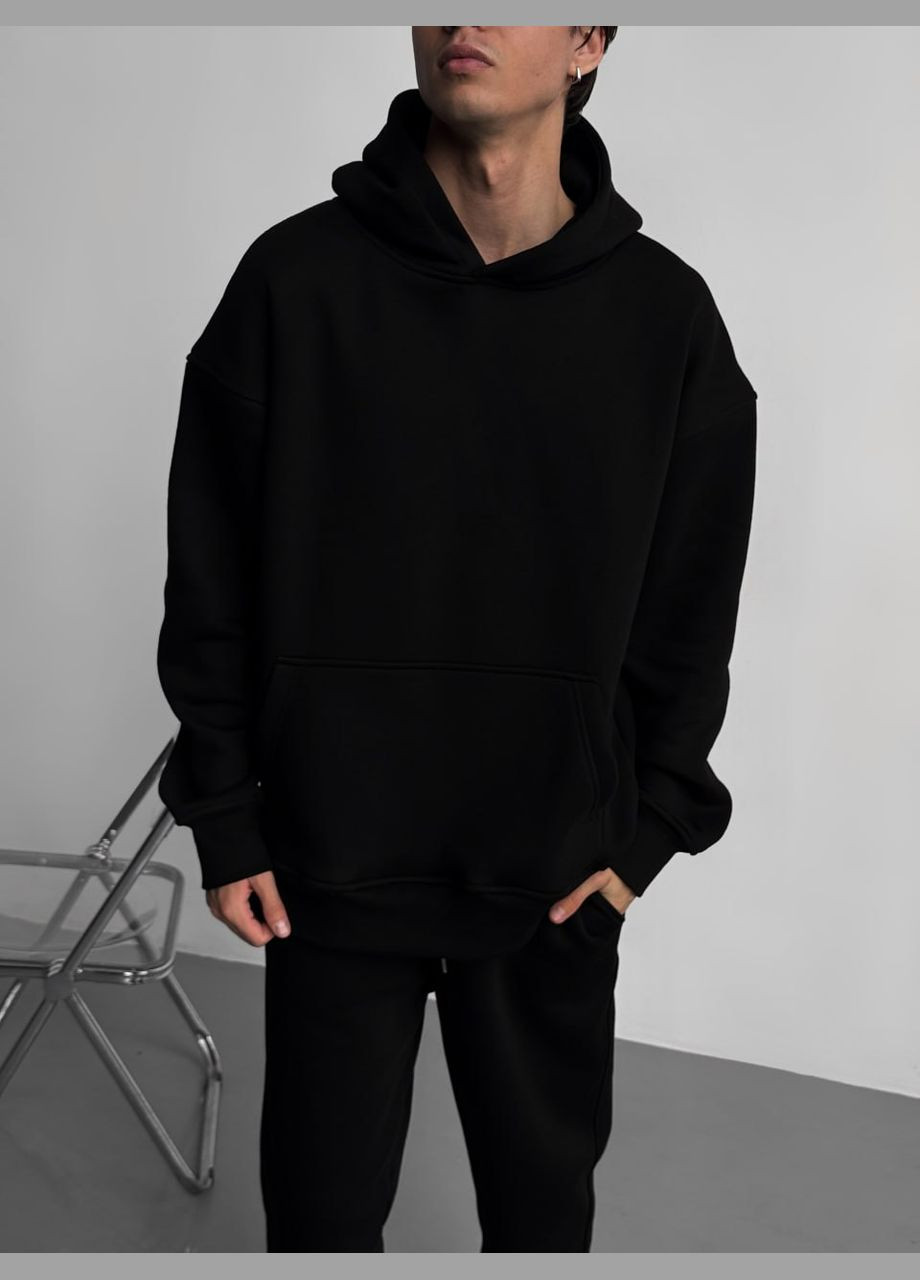 Оверсайз спортивний костюм з начосом over унісекс худі чорний чорні штани Stylish Touch (313400632)