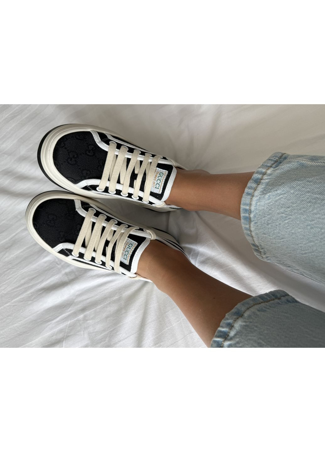 Кросівки жіночі Gucci GG Canvas | Гуччі Канвас чорно-білі No Brand чорно-білі демісезони (366343495)