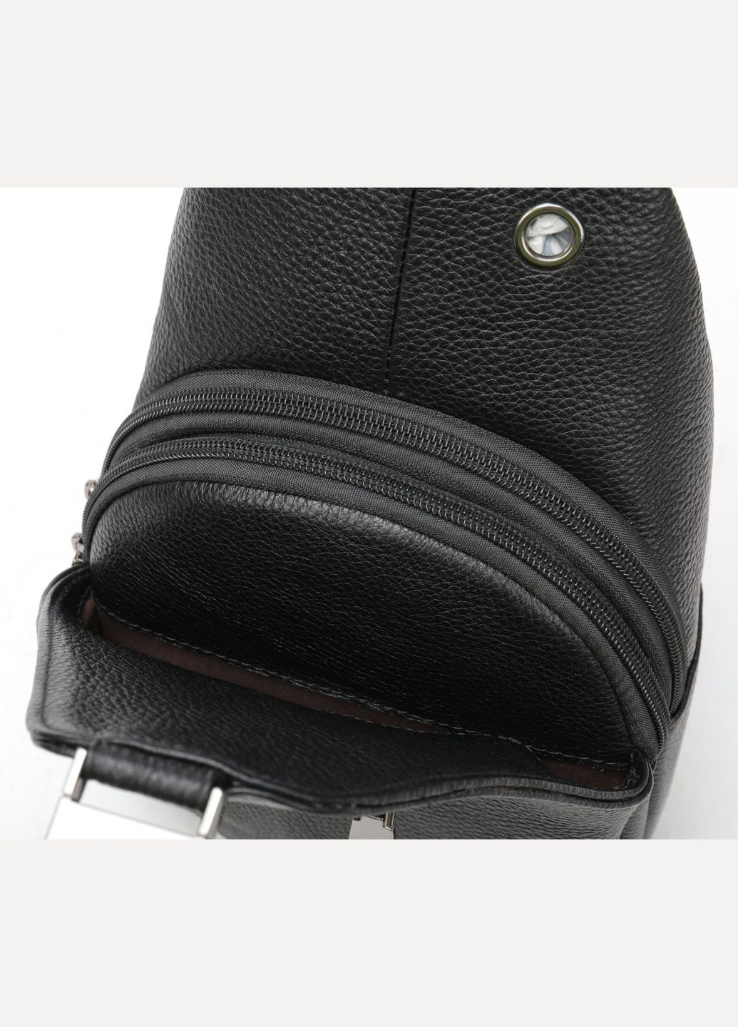 Сумка чоловіча слінг через плече в зернистій шкірі 20249 Чорна Vintage (331906579)