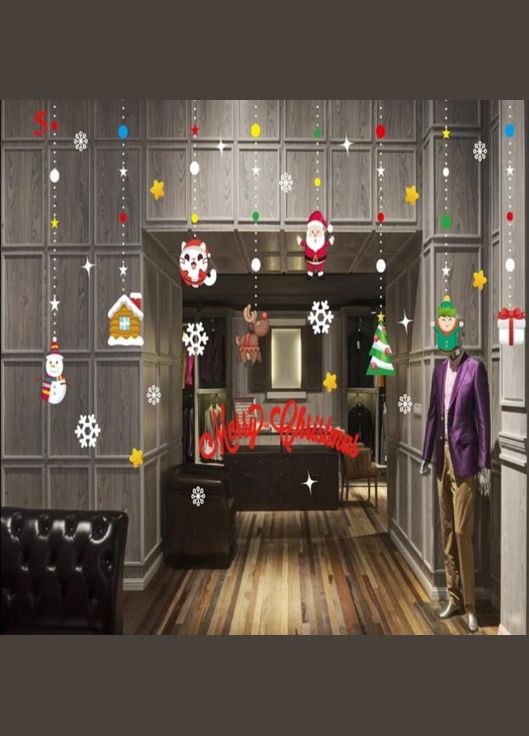 Новорічні наклейки на вікна 60 на 50 см різнобарвний Jannet Наклейка (306530287)