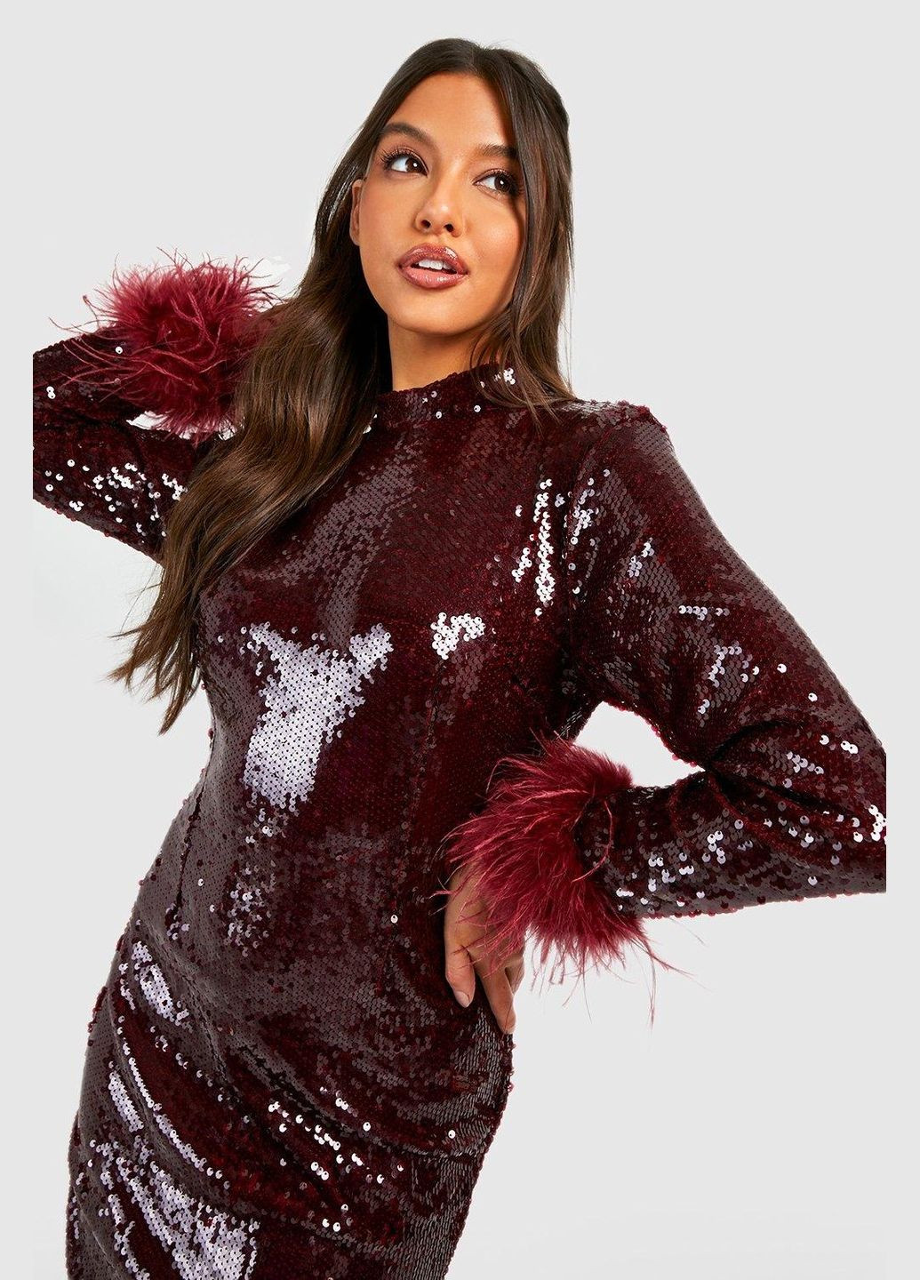 Бордова сукня Boohoo