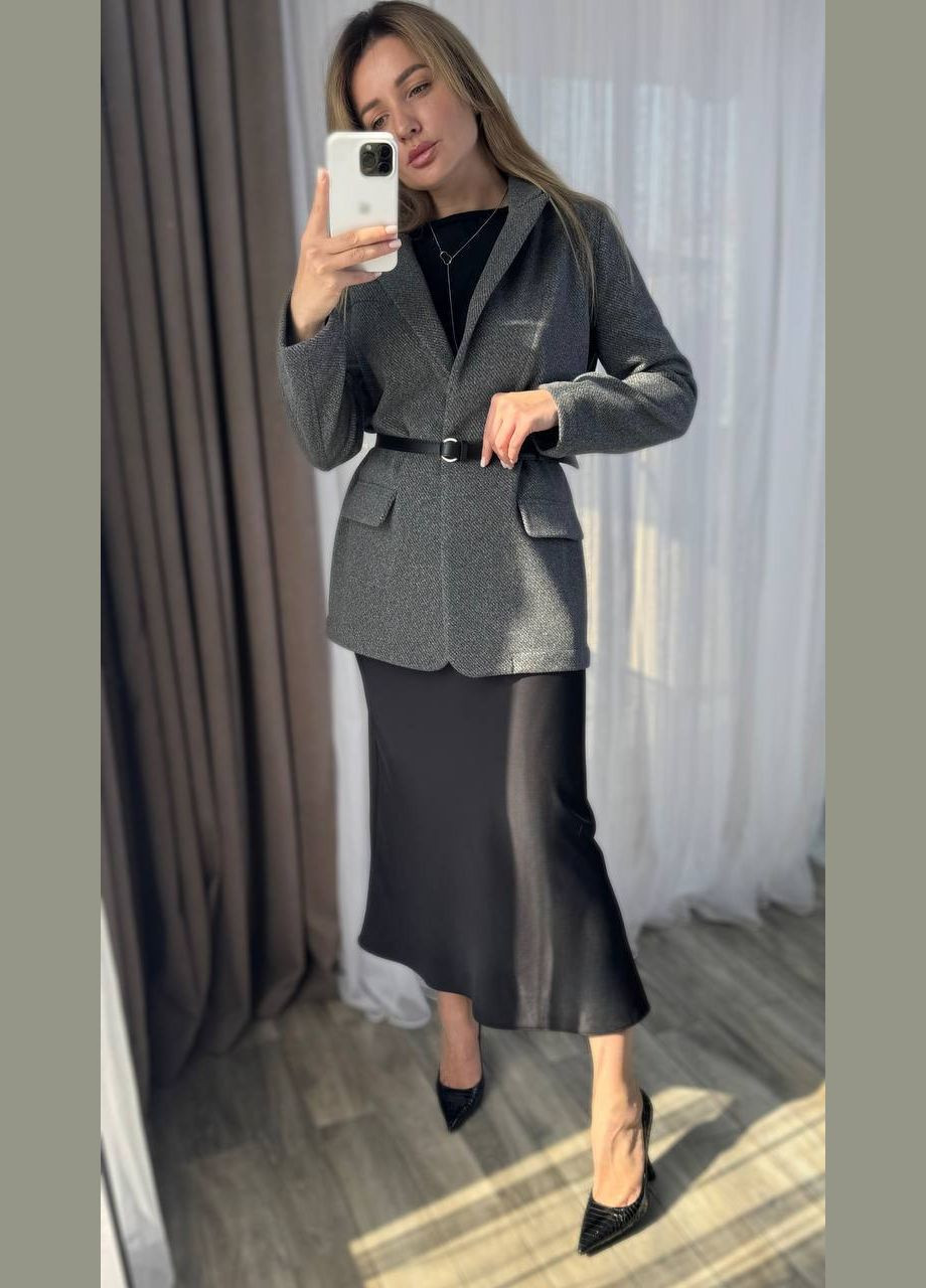 Графитовый женский жакет-пальто No Brand -