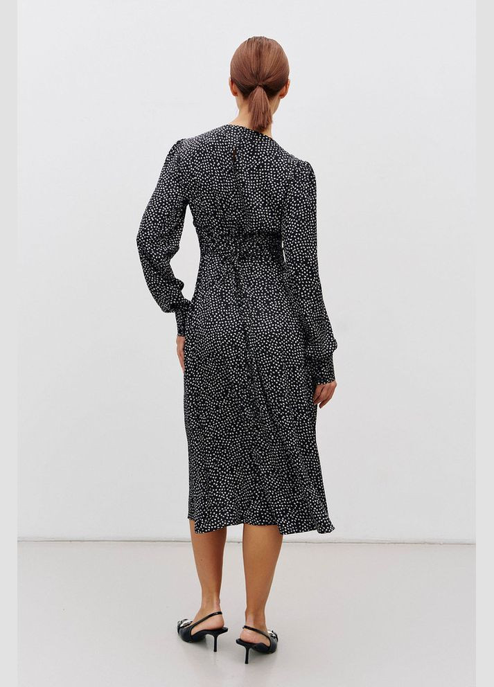 Черное платье женское чёрное с принтом сердечки mkrm4240-2 Modna KAZKA