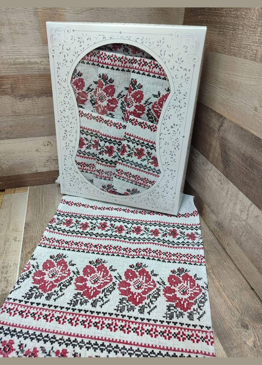 Набор льняная скатерть + полотенца в подарочной коробке 110*150 см + 4 шт 35*70 см (П4КAl-nabir-lyon-002) No Brand (308754922)